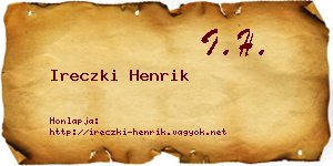 Ireczki Henrik névjegykártya